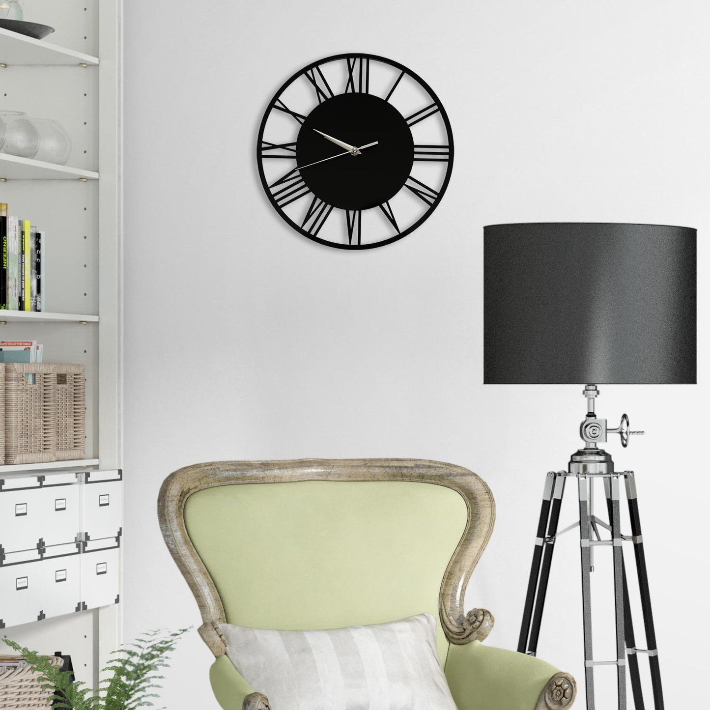 WC2134 - Acrylic Gloss Roman Wall Clock Black - 30 cm / 11.8 in