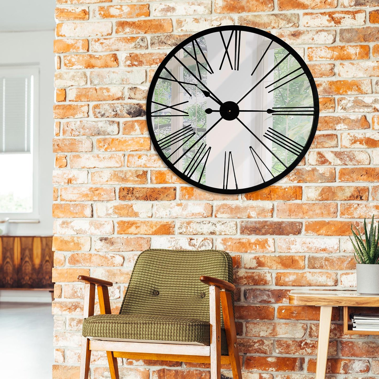 WC2133 - Walplus Rustic Metal Mirror Wall Clock - 70 cm / 27.5 in