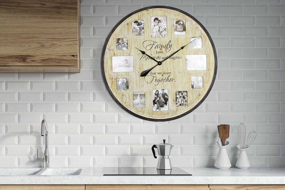 WC2124 - Family Photo Frame Timber Wall Clock - 70 cm / 27.5 in