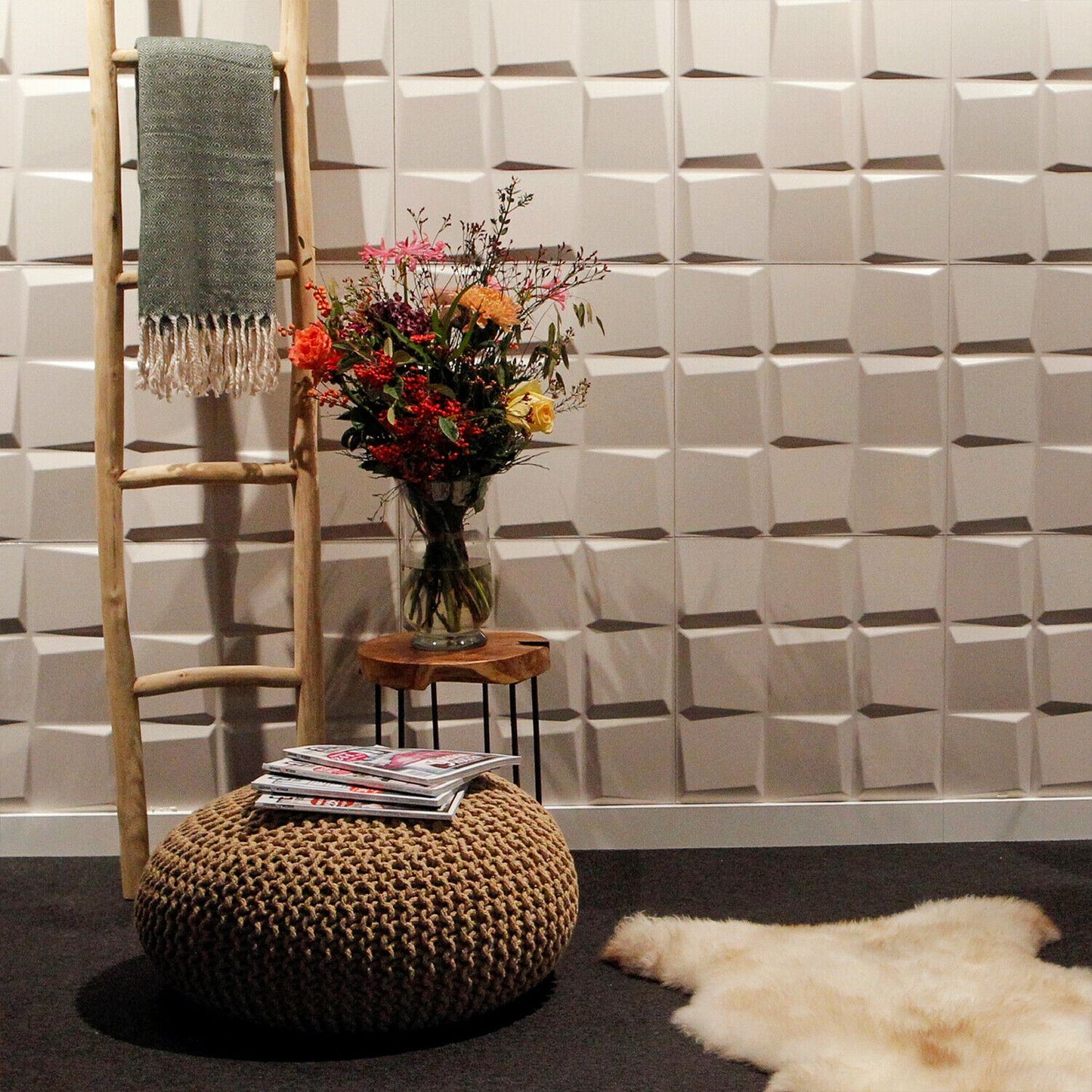 W3DP0014 - GA-WA21 Oberon Eco Friendly 3D Wall Panels Decorative Tiles - 50x50 cm - 12 Boards (for 3 sqm2)