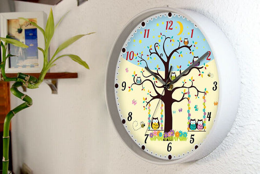 WC2072 - Sleepy Owls Children Clock - 25 cm / 9.8 in