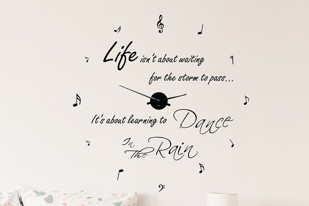 WC2109 - COM - WS4003 + WC2050 - Dance in The Rain Quote Wall Clock