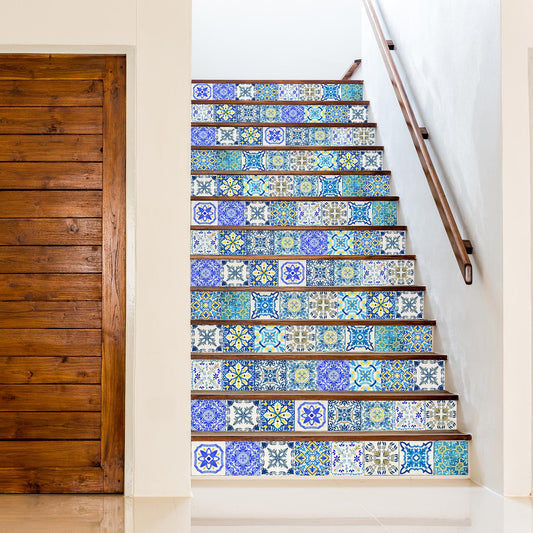 WT1519 - Mediterranean Sky Classic Blue Mosaic Tile Sticker - 15 cm x 15 cm - 24 pcs