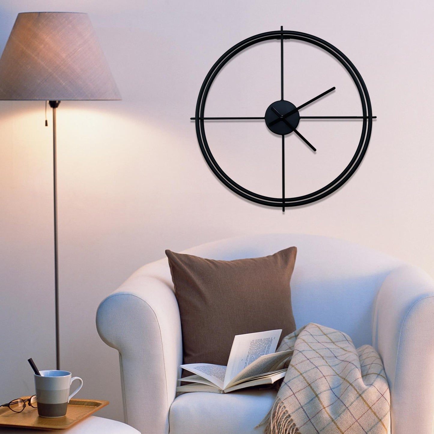WC2138 - Black Larry's Minimalist Iron Wall Clock - 50 cm / 19.7 in